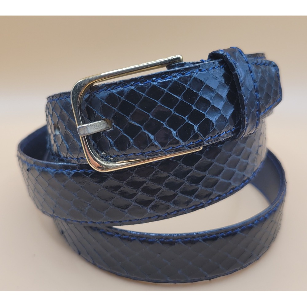 Genuine Snakeskin Black Exotic Leather Belt Gold Buckle 4030 44 Mens 36 EUC